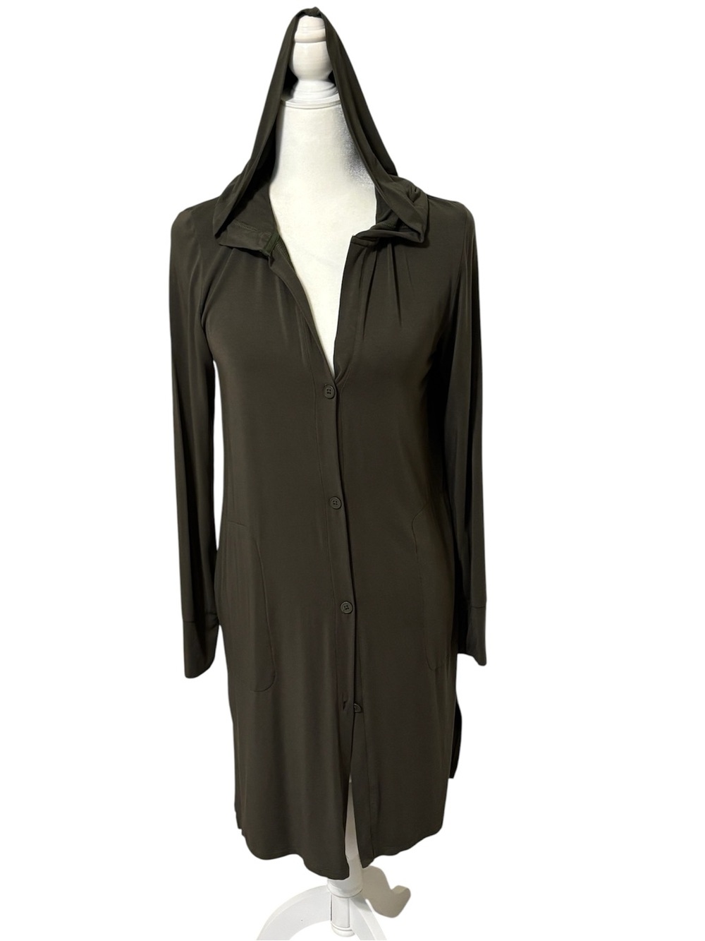 CUDDL DUDS Olive Hooded Duster Cardigan Size Small